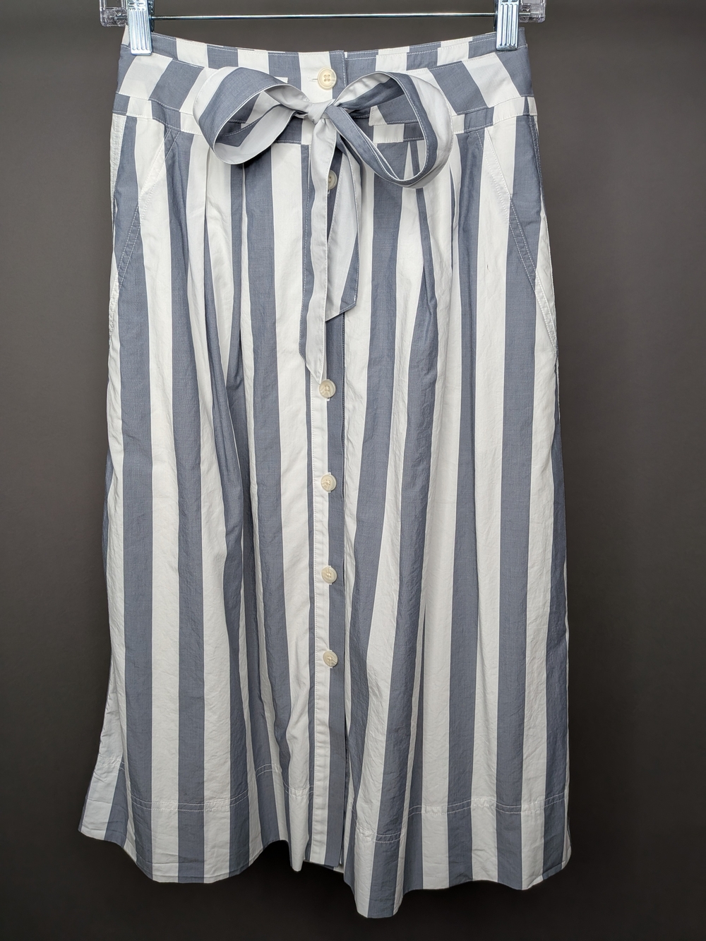 GAP Striped Button-Front Midi Skirt with Tie Waist - Blue & White NWT